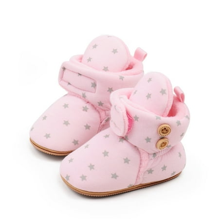 Mildsown Newborn Baby Winter Boots Star Print Warm Cute Flats Walking Shoes