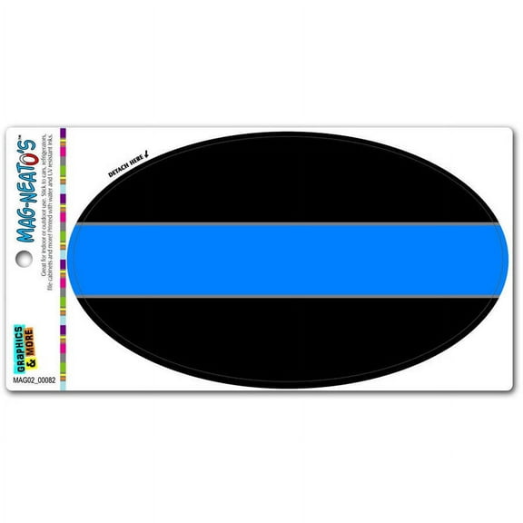 Thin Blue Line Police Oval Automotive Car Refrigerator Locker Vinyl Magnet