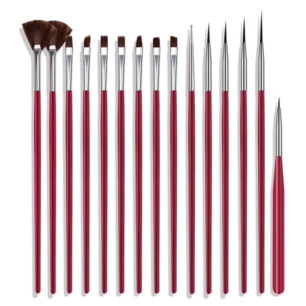 Cepillo de uñas para manicura, cepillo de Gel para arte de uñas, 15 unidades/juego, cepillo de uñas, cepillo de Gel para tallar polvo líquido acrílico Gao Jinjia LED
