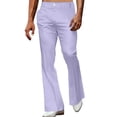 thumbnail image 2 of LEKWK Flared Dress Pants for Men Slim Fit Bootcut Trousers Retro Style Casual Slacks with Pockets Smooth Draped Apparel for Business Work Office Party Outing Purple L, 2 of 7