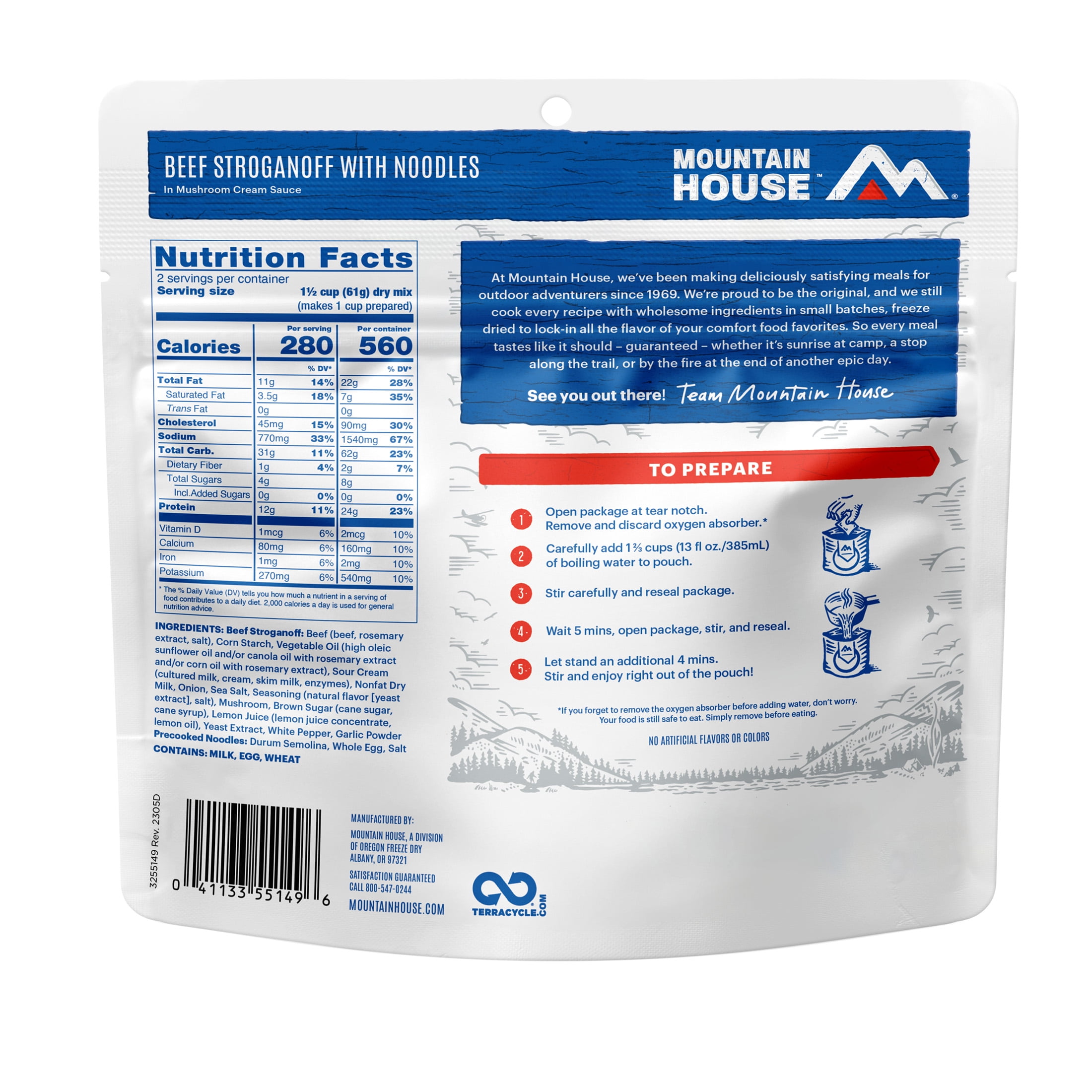 (4 pack) Mountain House Beef Stroganoff with Noodles, Freeze-Dried Backpacking & Camping Food, 2 Servings