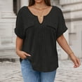 thumbnail image 4 of Mifsaly Womens V Neck Short Sleeve Tops Summer Ribbed Knit Oversized T Shirts Casual Loose Fit Flattering Daily Wear Soft Breathable Comfy Basic Top XXXL, 4 of 6