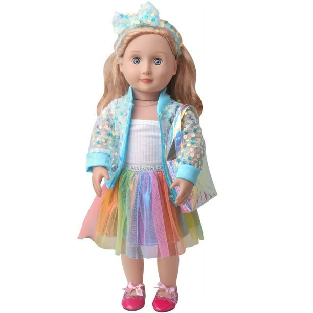 3 juegos de ropa de muneca American Girl de 18 pulgadas falda de calle frita con lentejuelas a la moda diadema chaleco abrigo y falda de gasa JM Walmart en linea
