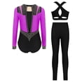 thumbnail image 2 of Moggemol Girls Figure Ice Skating Outfits Ballet Dance Performance Bodysuit Unitards Athletic Jumpsuit Purple 6, 2 of 7