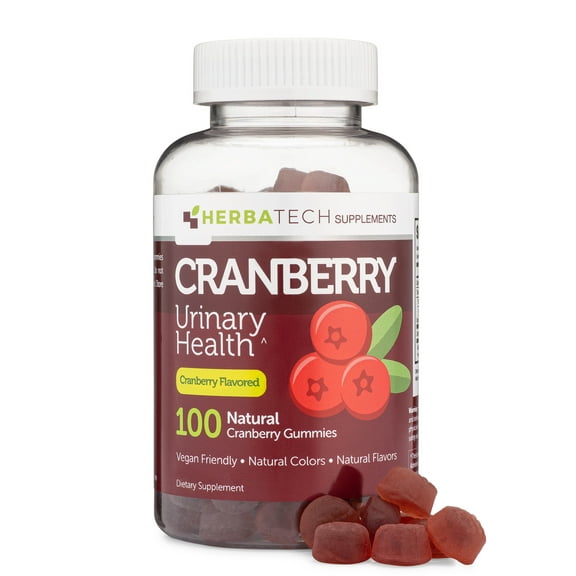 Cranberry Gummies Supplement for Women, Men, and Kids (60 Count, 1000mg) Cranberry Supplement for Urinary Tract Health made in the USA by Herbatech Supplements