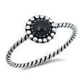thumbnail image 1 of Simulated Onyx Beaded Rope Band Ring Sterling Silver Size 10, 1 of 3