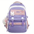 thumbnail image 1 of Mochila De Contraste De Color Kawaii, Mochila Escolar Con Múltiples Bolsillos, Mochila De Viaje Estilo Preppy, Mochila De Regreso A La Escuela, 1 of 4