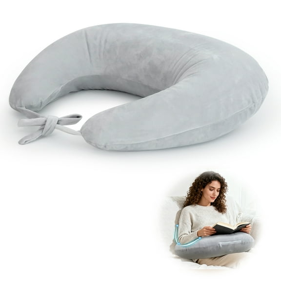 IFOYO Inflatable Reading Pillow for Lap, Gaming Pillow for Sitting in Bed or Sofa, Crochet Pillows for Arm Support & Reducing Lap Arm Sore During Reading, Working, Elbow Rest with Washable Cover