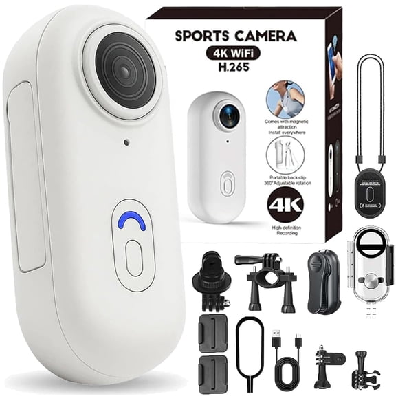 Mini Body Camera, 2026 New 170° Ultra Wide Angle Wearable Body Adventure Action Cam, 4k Thumb Action Camera with Audio, Night Vision, 4k/1080p, for Vlogging, Cycling, Diving (White-4K, 32G)