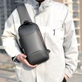 thumbnail image 2 of Bolsa de pecho de cuero PU antirrobo para cinturón de hombre mochila para hombre de calle de viaje JShteea Para Estrenar, 2 of 5