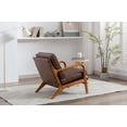 thumbnail image 3 of Modern Accent Armchair, Boucle Upholstered Lounge Chair with Wood Frame, Comfy Leisure Single Sofa Couch Chair for Living Room Bedroom Office, Brown, 3 of 9