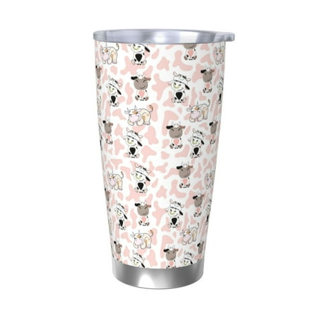 

Zeuib Cute Cartoon Cows Printed 20oz Stainless Steel Insulated Car Cup Stainless Steel Thermal Cup Vacuum Insulated Leak-proof Travel Mug Cup-Without Straw