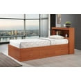Hodedah TwinSize Captain Bed with 3Drawers and Headboard in Cherry