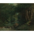 thumbnail image 2 of Gustave Courbet 14x12 Black Ornate Wood Framed Double Matted Museum Art Print Titled: A Brook in the Forest (ca. 1868-77), 2 of 5