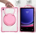 thumbnail image 4 of ELEHOLD Rotating Shockproof Case For Samsung Galaxy Tab A9+/ A9 Plus Full Body Protection Clear Rugged Cover, 360° Rotating Ring Hand Grip Stand, Nylon Shoulder Strap,Rose, 4 of 10