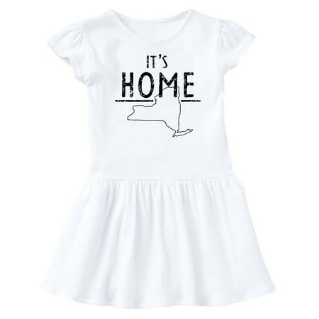 

Inktastic It s Home- State of New York Outline DIstressed Text Gift Baby Girl Dress