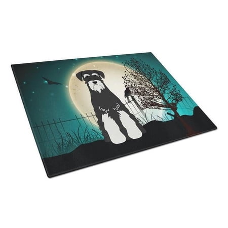 Carolines Treasures Halloween Scary Standard Schnauzer Salt & Pepper Glass Cutting Board - Large