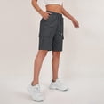 thumbnail image 5 of HKYNLAG Women's Bermuda Long Shorts with Pockets Elastic Waisted Knee Length Shorts for Women Walking Athletic Lounge Dark Gray L, 5 of 6