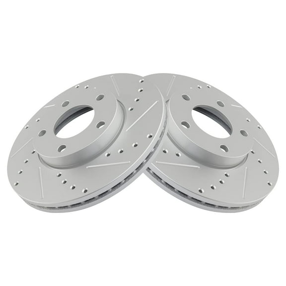 TRQ Front Performance Brake Rotors Set Premium G-Coated Cross Drilled & Slotted Fits Select 2004-2013 Mazda 3