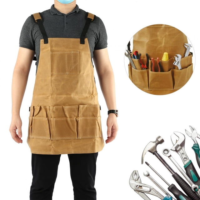 Delantal de lona Jadeshay para herramientas impermeable grueso con bolsillos