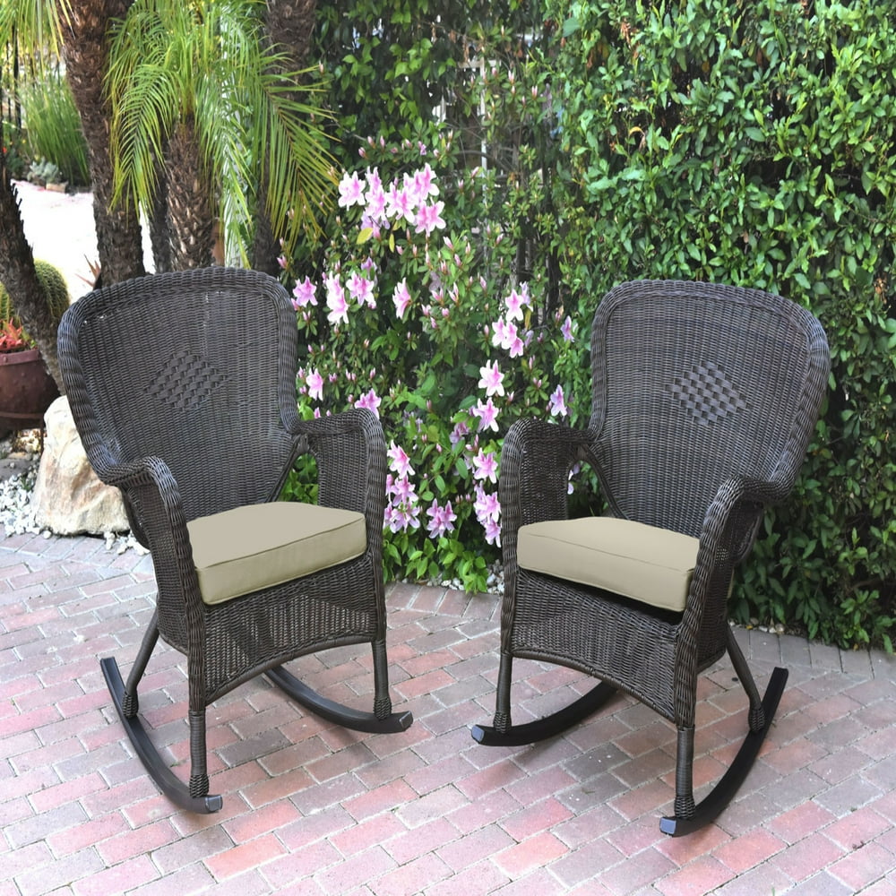 Set of 2 Windsor Espresso Resin Wicker Outdoor Furniture Patio Rocker