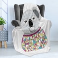 thumbnail image 4 of Koala Soft Flannel Fleece Blanket, Hipster Koala with Colorful Polygonal Shirt with Angular Triangles Australian Animal, Cozy Plush for Indoor and Outdoor Use, 50" x 60", Multicolor, by Ambesonne, 4 of 5