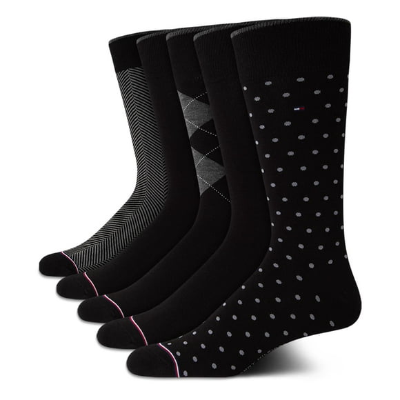 Calcetines de vestir Tommy Hilfiger, ligeros, 5 unidades, para hombre, color negro