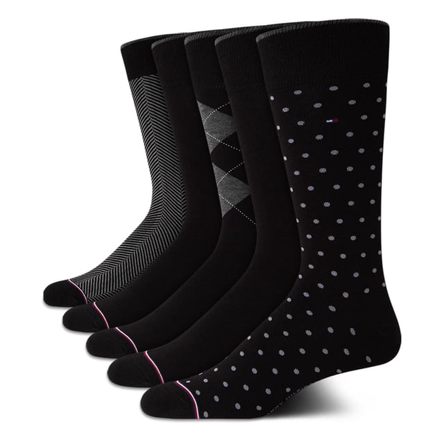 Calcetines de vestir Tommy Hilfiger, ligeros, 5 unidades, para hombre, color negro