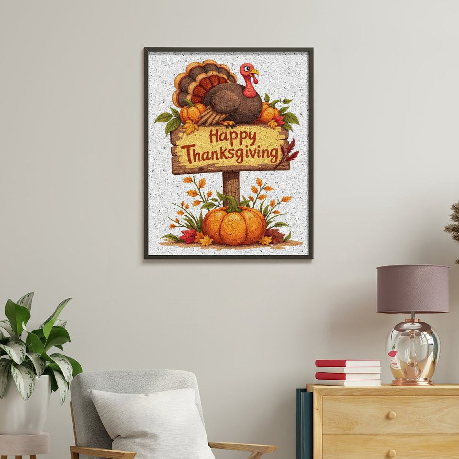 Paint By Numbers Kit for Adults Beginner - DIY Thanksgiving Turkey Autumn Sign Canvas Painting Kits for Adults, Frameless Paint By Number for Adults for Home Wall Decor 16x20 Inch