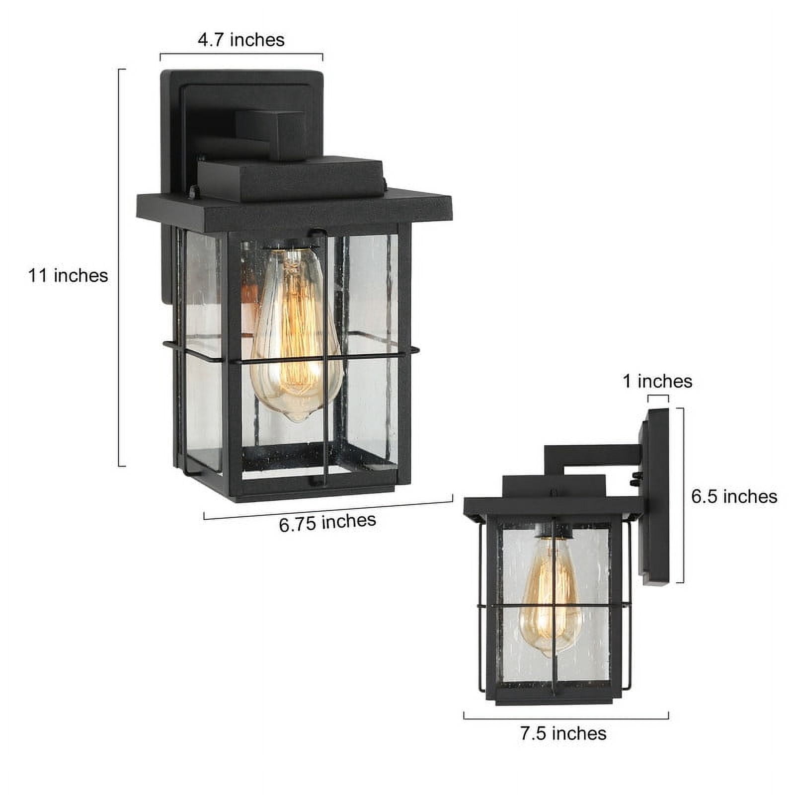 LNC Motion Sensor Outdoor Wall Lantern, Black with Seeded Glass, Wet Rated, 11" H