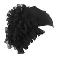 thumbnail image 3 of Women Ruffled Chiffon Head JIANLAI Wrap Turban with Large Side Flower Decor Stretch Soft Hair Cover Headband Multi Solid Color Formal Event Daily Fashion Headwear, 3 of 3