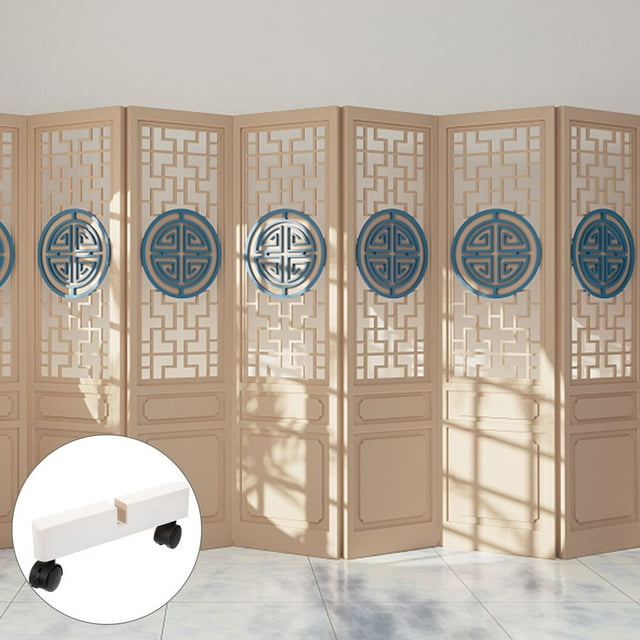 QUTETN 2 Pcs Room Dividers Folding Privacy Screen Mobile Door Base