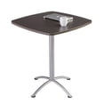 thumbnail image 6 of Iceberg 69757 36 in. x 36 in. x 42 in. iLand Bistro-Height Square Table with Contoured Edges - Natural Teak Top/Silver Base, 6 of 11