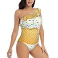 thumbnail image 3 of Goofa White Ice Cream Pattern Women's One Piece Swimsuits Tummy Control Bathing Suits Asymmetric One Shoulder Swimwear-Medium, 3 of 6