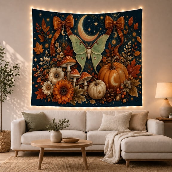 Autumn Nature and Home Illustration Tapestry