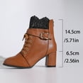 thumbnail image 4 of Ankle Boots for Women Sexy Lace Splice Leather Block Heel Pointed Toe Back Zipper Lace up Vintage Buckle Ankle Strap Booties, 4 of 7