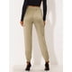 thumbnail image 4 of Pantalones cargo de satén sedoso de tiro alto elástico con cordón para mujer Caqui XL, 4 of 6