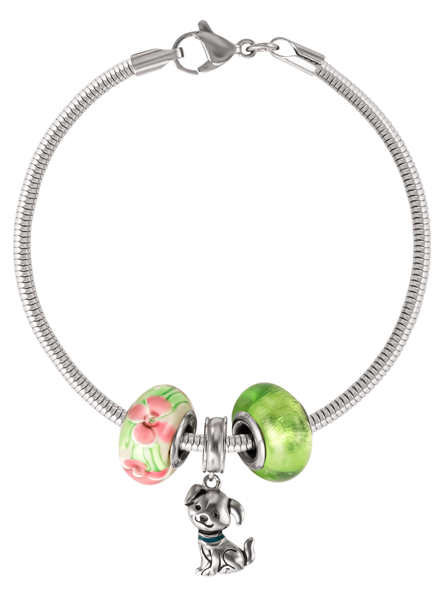 Artwork Store Adjustable Silver Bracelets Sheep Head Skulls and Flowers Charming Fashion Chain Link Bracelets Jewelry for Women