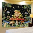 thumbnail image 4 of Funny Frog Mushroom Tapestry Boho Night Starry Star Floral Sage Green Leaves Forest Botanical Plant Rustic Tapestries Wall Hanging for Bedroom Living Room Dorm Background Cloth, 4 of 10