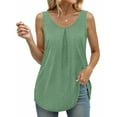 thumbnail image 4 of MOSHU Summer Tank Tops for Women V-neck Sleeveless Shirts Pleated Front Tops, 4 of 9
