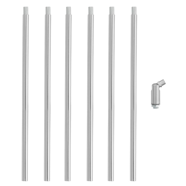 Uxcell Threaded Extension Rod,6 Set 12" M10 x 1mm Fine Thread Lamp Pipe with Lamp Pipe Nipple,Sloped Ceiling Adapter,Silver