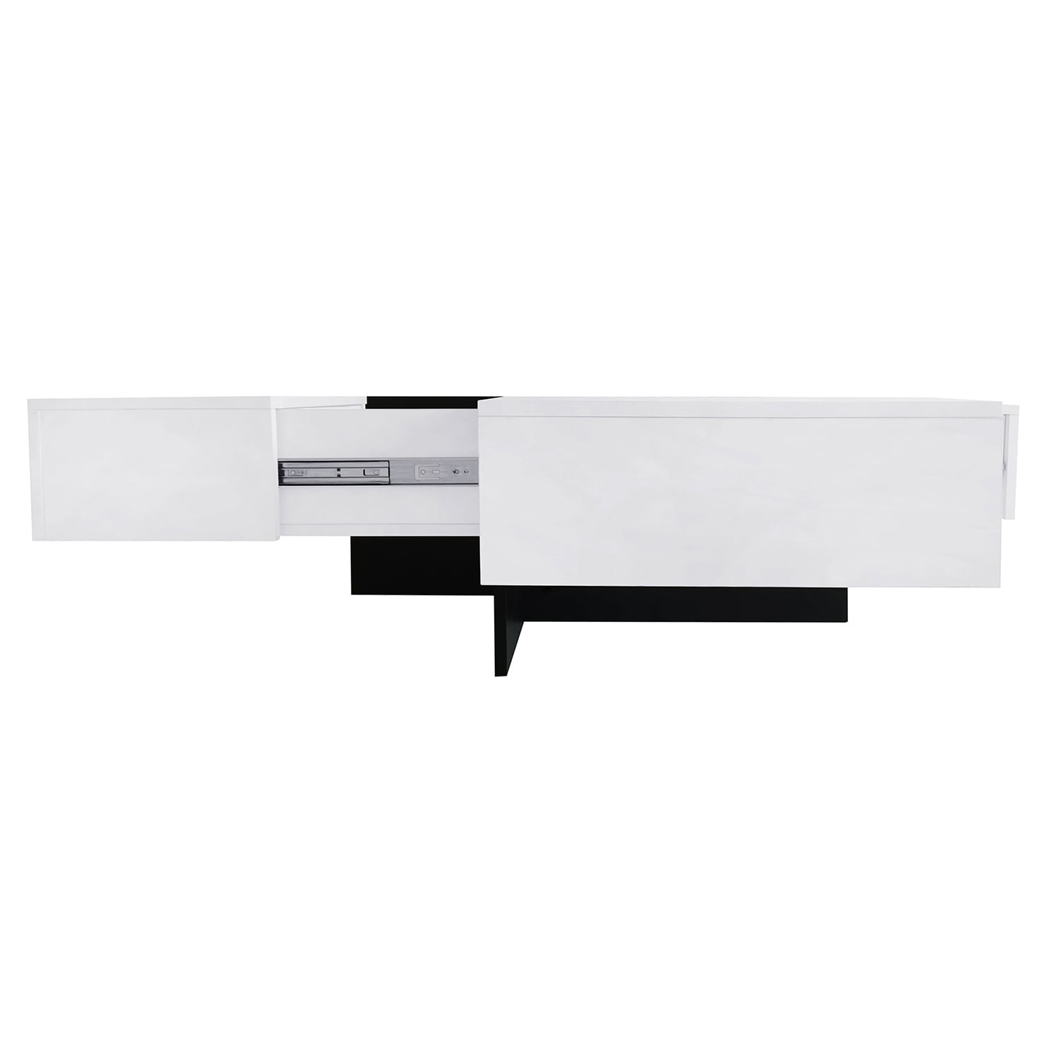 Kadyn Coffee Table, Square Cocktail Table with 4 Hidden Storage Compartments and Extendable Sliding Tabletop, White Kadyn Coffee Table, Square Cocktail Table with 4 Hidden Storage Compartments and Extendable Sliding Tabletop, White