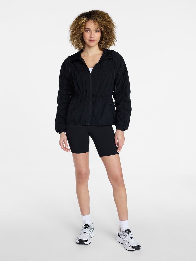 Avia Women's Ripstop Zip Jacket with Hood, Lightweight, Sizes XS