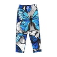 thumbnail image 4 of Balery Blue and White Butterflies print Women's Pajama Pants,Ultra Lightweight Pjs,Lounge Pant-X-Large, 4 of 9
