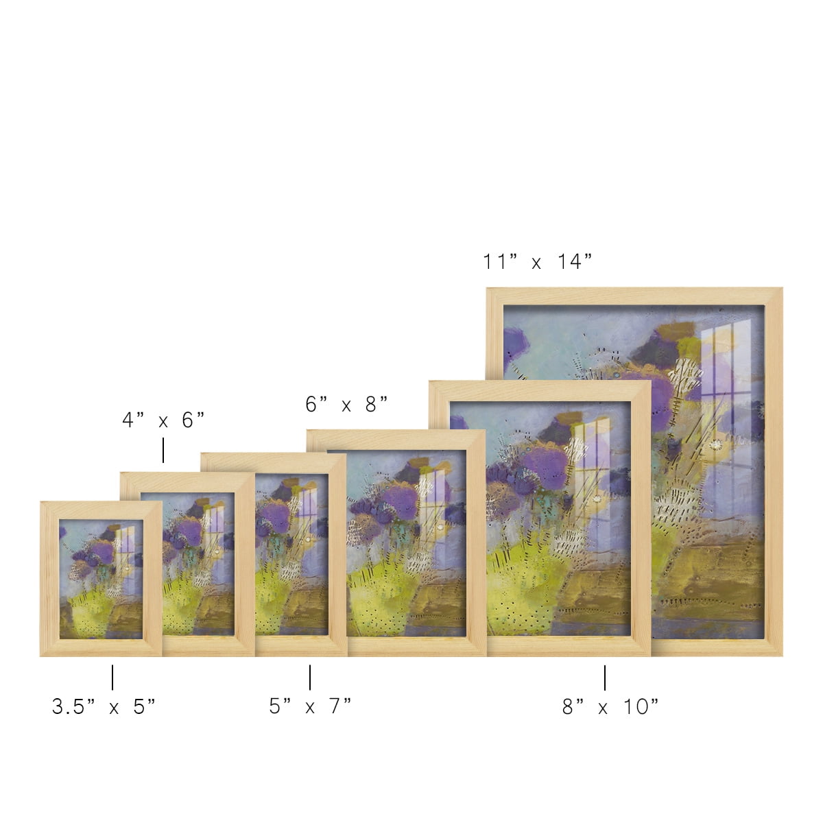 Blumen I -Framed Print w/glass-Natural Wood