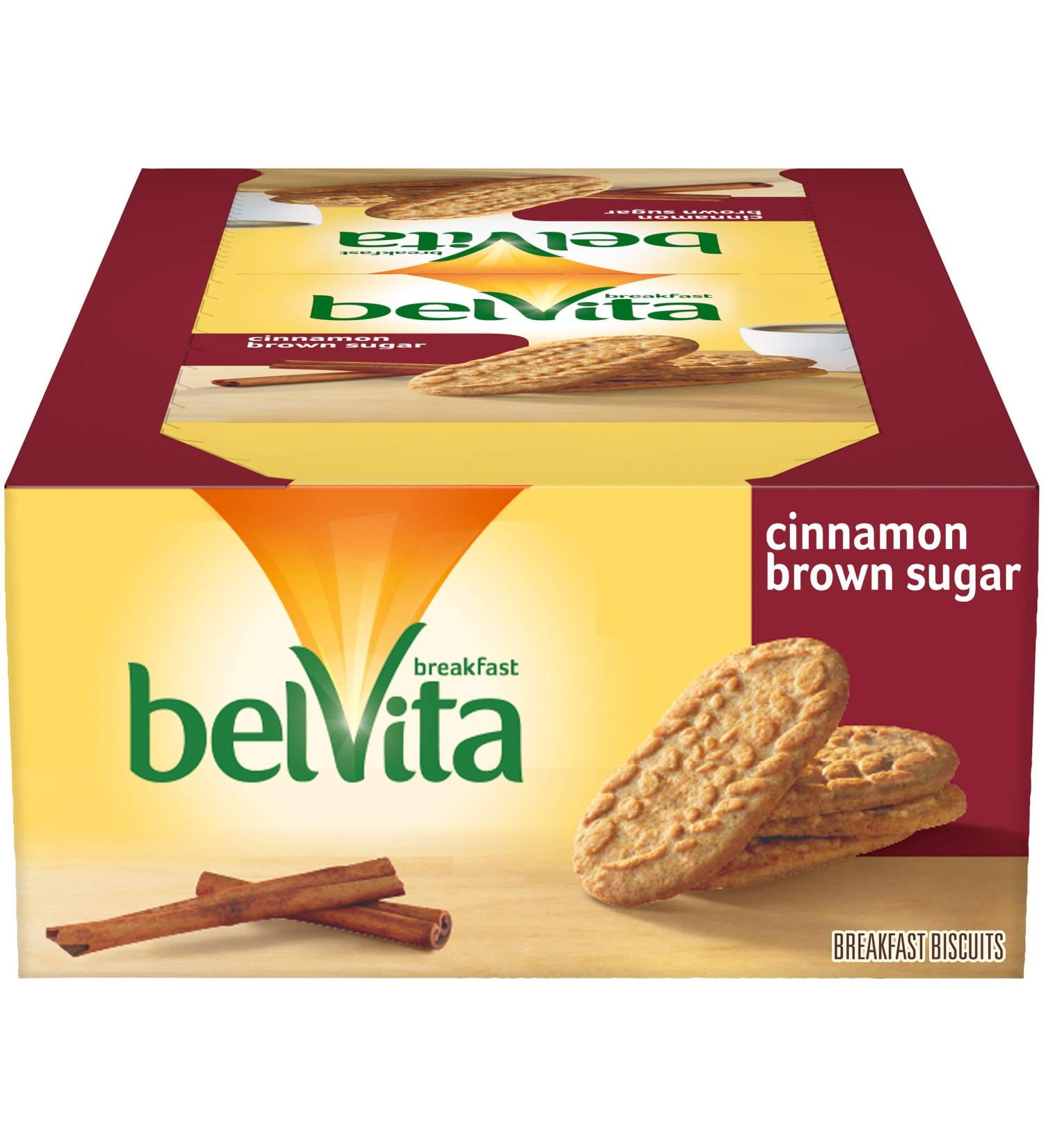 belVita Breakfast Crunchy Cinnamon Brown Sugar Biscuits, 25 Packs (4 Biscuits per Pack)