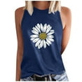 thumbnail image 3 of WREESH Women's Floral Graphic Tank Top Crew Neck Sleeveless Summer Fashion Casual T-Shirts Navy, 3 of 5