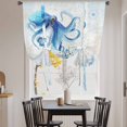 thumbnail image 3 of Blue Octopus Coastal Tie Up Curtains for Windows, Adjustable Balloon Window Shades, Coral Summer Beach Nautical Ocean Blue Kitchen Window Treatments Farmhouse Short Curtains with Rod Pocket 42"x45", 3 of 8