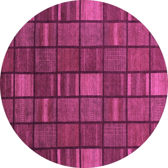 Ahgly Company Indoor Round Checkered Purple Modern Area Rugs, 7' Round