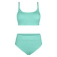 thumbnail image 5 of HNMKIU Plus Size Swimsuit for Women Two Piece U Neck High Waist Bikini Tankini Set with Textured Adjustable Strap for Pool Beach Women's Swimwear Mint Green，XL, 5 of 6